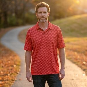 Nicklaus Eco Choice Golf Polo Orange w/Floral Pattern 2XL EUC